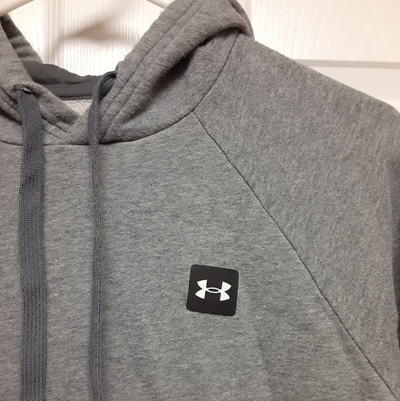 Under Armour Pitch Gray Rival Fleece Hoodie Kangaroo Pocket Soft Cotton Blend - Picture 8 of 12